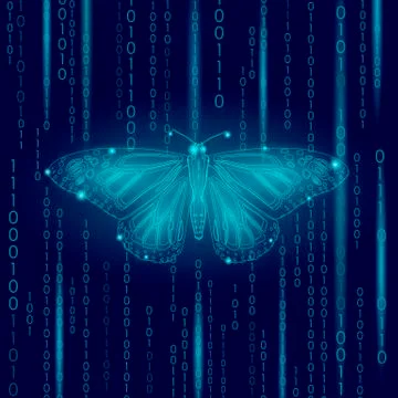 Technology nature concept. Binary code butterfly life ecology innovation insp イラスト素材