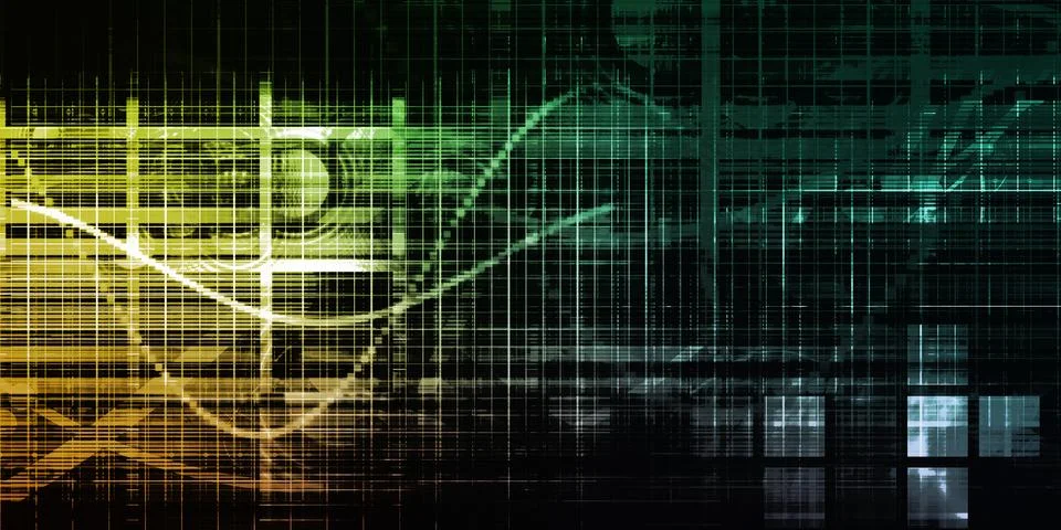 Technology Network Abstract With Digital Grid Pattern Illustrazione stock