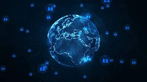 Technology network and cyber security concept. Protection for worldwide conne Stock Footage 102065157