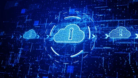Technology network and data connection, Secure Data Network Digital Cloud Com Stock-Footage 105441897