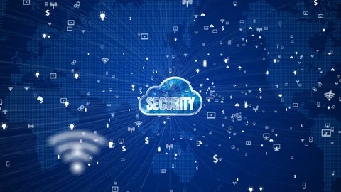 Technology Network and Data Connection, Secure Data Network Digital Cloud Com Stock Footage 114258893