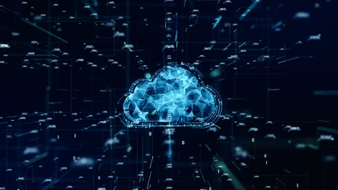 Technology Network and Data Connection, Secure Data Network Digital Cloud Com Stock Footage 118427049