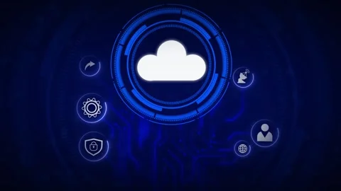 Technology network cloud animation loops corporate storage icon frames. Net.. Stock Footage 341129466