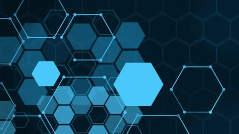 Technology network connecting hexagons for data science communication Vidéo 330176856