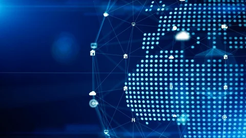 Technology Network Data Connection, Digital Network and Cyber Security Concep Stock Footage 116034523