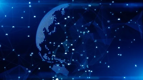 Technology network data connection, Digital network and cyber security concep Stock Footage 116939350