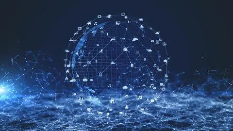 Technology Network Data Connection, Digital Network and Cyber Security Concep Stock Footage 117834324