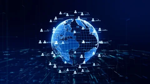 Technology Network Data Connection, Digital Network and Cyber Security Concep Stock Footage 118247787