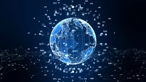 Technology Network Data Connection, Digital Network and Cyber Security Concep Stock Footage 119143209