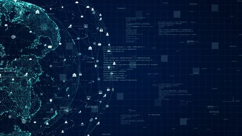 Technology Network Data Connection, Digital Data Network and Cyber Security C Stock Footage 120064034