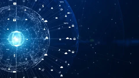 Technology Network Data Connection, Digital Network and Cyber Security Backgr Stock Footage 120891249