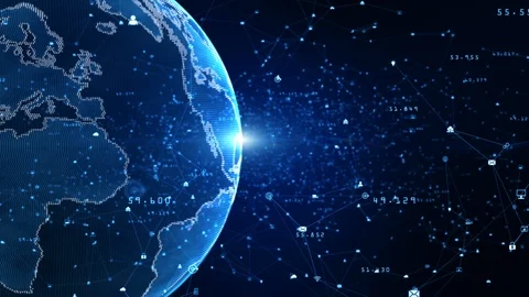 Technology Network Data Connection, Digital Data Network and Cyber Security C Stock Footage 122307484