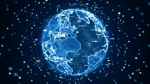 Technology Network Data Connection, Digital Data Network and Cyber Security C Stock Footage 122307543