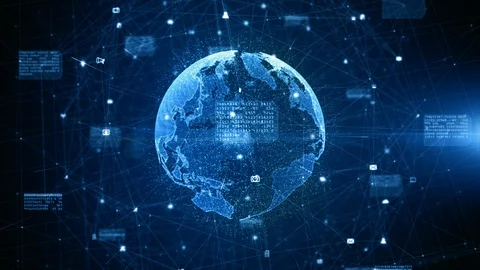 Technology Network Data Connection, Digital Data Network and Cyber Security C Video stock 124729216