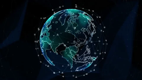 Technology Network Data Connection, Digital Data Network and Cyber Security C Stock-Footage 137012978