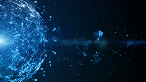 Technology Network Data Connection, Digital Data Network and Cyber Security, Stock Footage 139076794