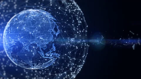 Technology Network Data Connection, Digital Data Network, and Cyber Security, Stock Footage 158341669