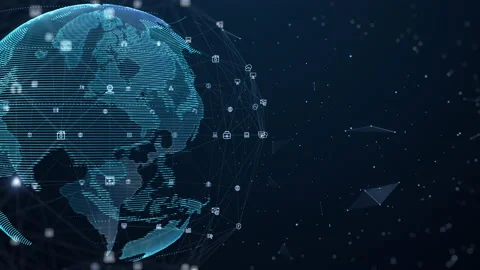Technology Network Data Connection, Digital Data Network, and Cyber Security, Stock Footage 158341840