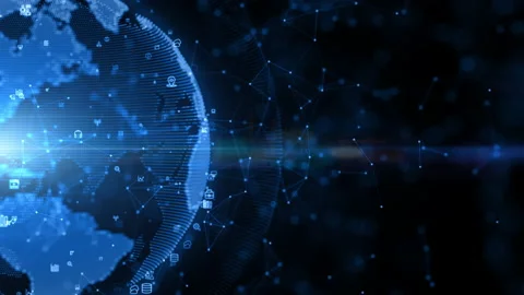 Technology Network Data Connection, Digital Data Network, and Cyber Security Stock Footage 166834660