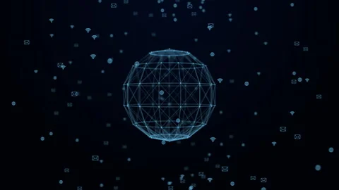 Technology Network Data Connection with Wireframe Globe Video Background Stock Footage 336371325