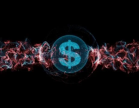 Technology network data transmission and dollar sign Illustrazione stock