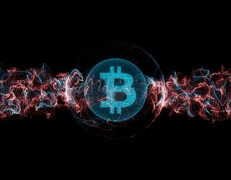 Technology network data transmission and bitcoin symbol Illustrazione stock