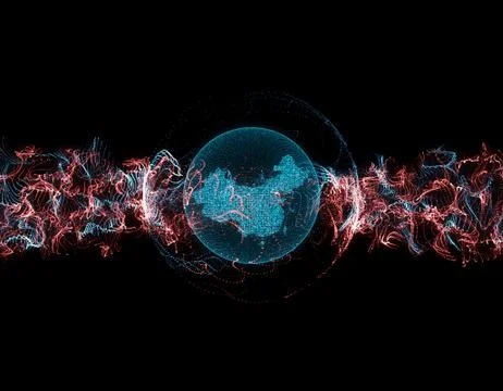 Technology Network Data Transmission and China Map Illustrazione stock