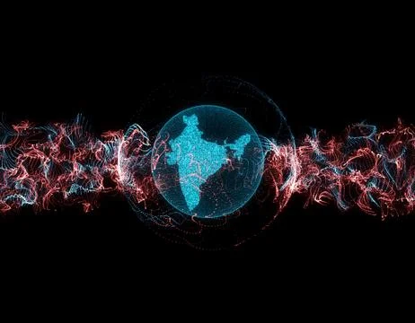 Technology Network Data Transmission and India Map Illustrazione stock