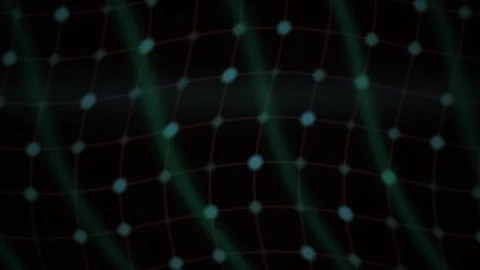 Technology Network Grid with Glowing Green Motion Lines on Dark Background Stock Footage 343770469