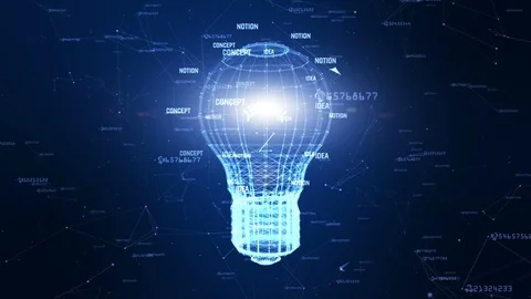 Technology network with lamp digital blue background creative idea for networ Stock Footage 105672058