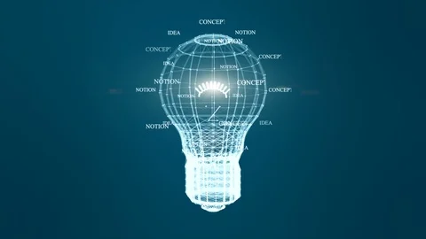 Technology network with lamp digital blue background creative idea for networ Stock Footage 105689494