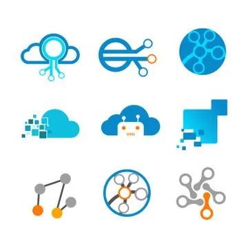 Technology Network Modern Logo Vector Graphic Design Stock Illustration