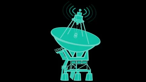 Technology Network Satellite Dish Animation with Signal Waves Video stock 318107951