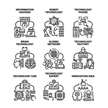 Technology Network Set Icons Vector Illustrations イラスト素材