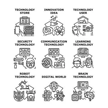 Technology network tech set icon vector illustration Illustrazione stock