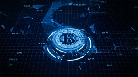 Technology network worldwide connections. Bitcoin cryptocurrency in digital c Stock Footage 102066700