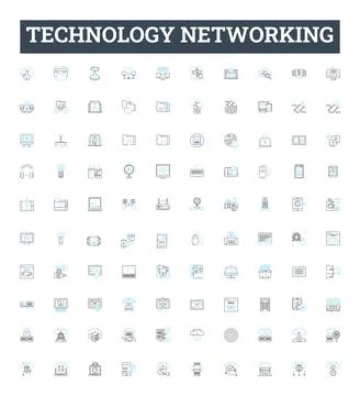 Technology networking vector line icons set. Networking, Technology, LAN, WAN Ilustración de archivo