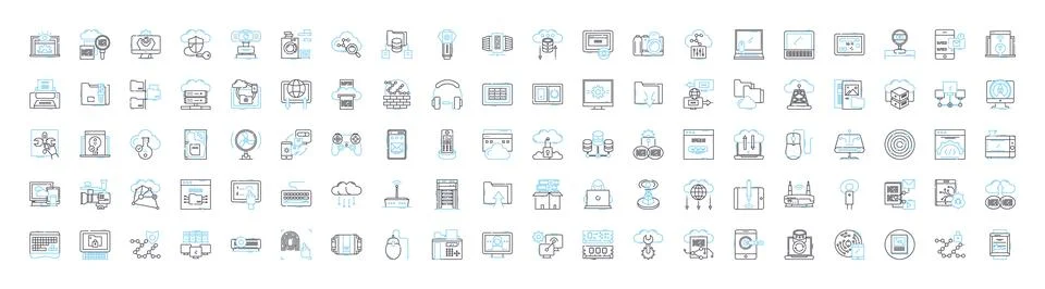 Technology networking vector line icons set. Networking, Technology, LAN, WAN Ilustración de archivo