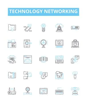 Technology networking vector line icons set. Networking, Technology, LAN, WAN Ilustración de archivo