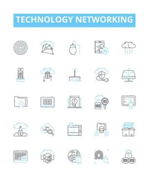 Technology networking vector line icons set. Networking, Technology, LAN, WAN Ilustración de archivo