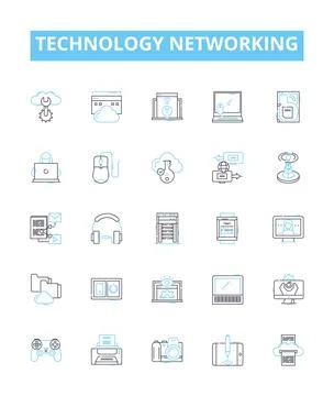 Technology networking vector line icons set. Networking, Technology, LAN, WAN Ilustración de archivo