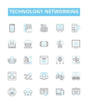 Technology networking vector line icons set. Networking, Technology, LAN, WAN Ilustración de archivo