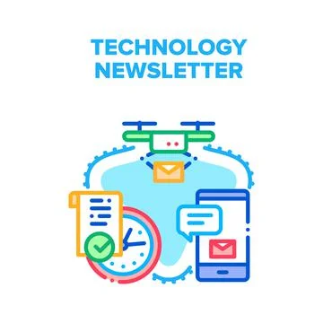 Technology Newsletter Sending Vector Concept Color Stock Illustration
