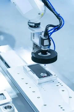 Technology of nozzle device and needle of automatic glue dispenser machine .. Stock Photos