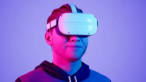 Technology, online game, entertainment, virtual world in 3D simulation Stock Illustration