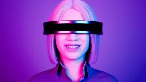 Technology, online game, entertainment, virtual world in 3D simulation Illustrazione stock