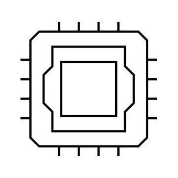 Technology or Microchip Icon of Simplified Vector of Integrated Circuit with Stock Illustration