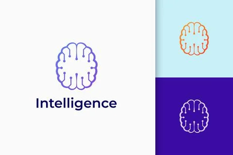 Technology or science logo in brain shape represent knowledge and idea Stock Illustration