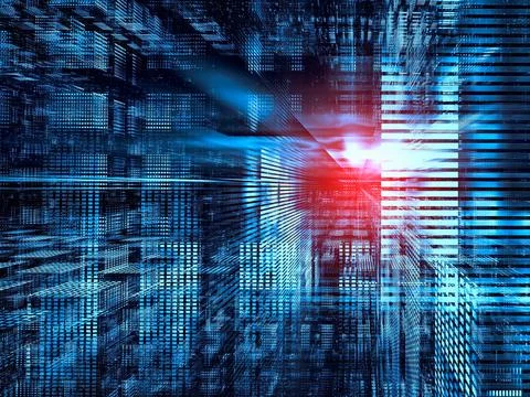 Technology or virtual reality background - abstract 3d illustration Stock Illustration