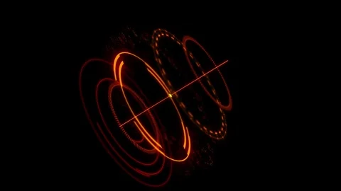 Technology orange ring animation on black background Stock Footage 317945454
